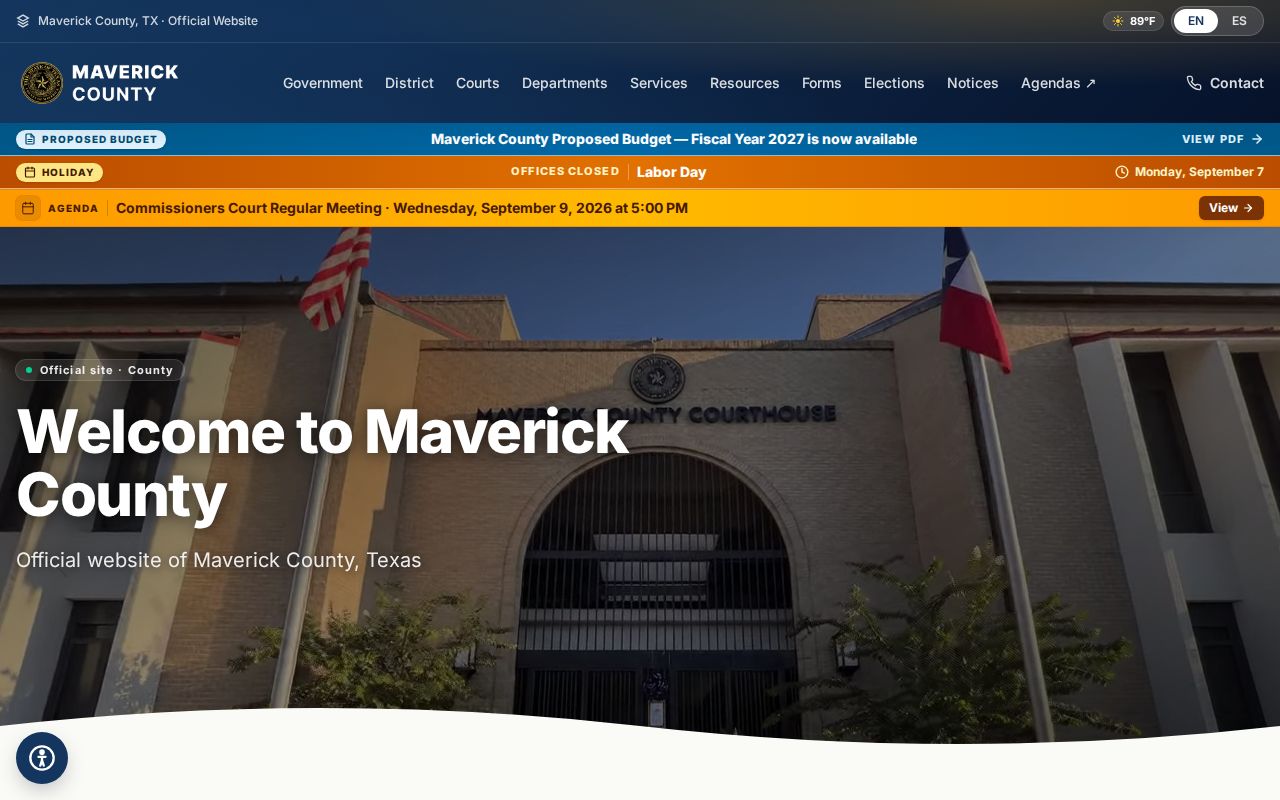 Maverick County court docket links on the official county home page